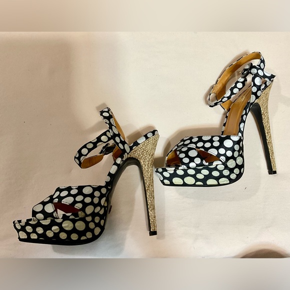 Promise Black & White Polka Dot High Heel Shoes - Picture 3 of 9
